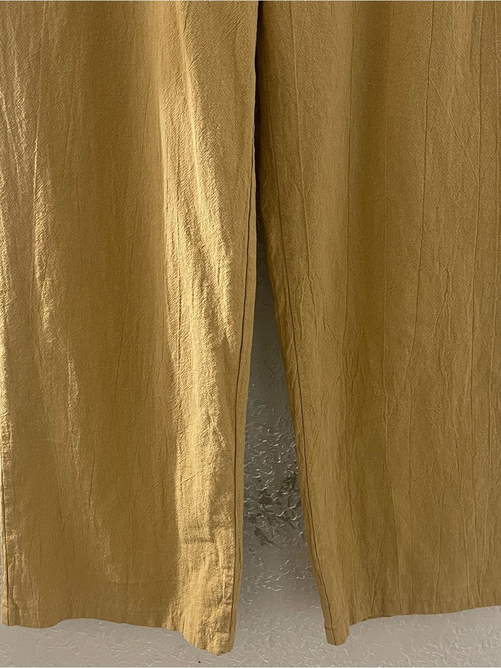 Women’s Wide-Leg Linen-Blend Pants in Mustard Medium - Picture 3 of 7